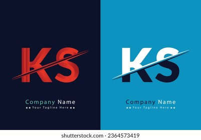 Abstract KS letter logo design template. Vector Logo Illustration.