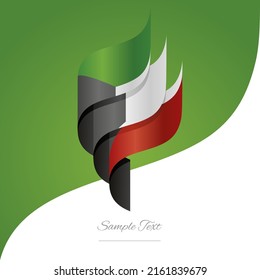 Resumen Kuwait bandera ondulada 3D bandera ondulada negro verde blanco rojo banda de cinta moderna icono de fondo abstracto vector