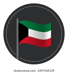 Abstract Kuwait Flag Flat Icon in Circle Isolated on White Background