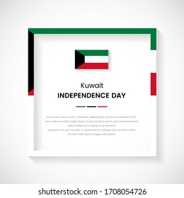 Abstract Kuwait flag square frame stock illustration. Classic country frame with text for Independence day of Kuwait