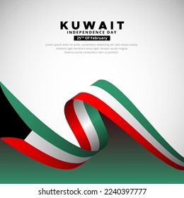 Abstract Kuwait Independence day design background with wavy flag vector.