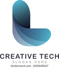 Abstract L letter logo design elements vector. Flat origami material design style. Business or company icon