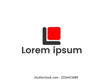 Resumen del logotipo de la letra L. Cuadrado de color rojo y color gris L. Usable para Logos de Negocios y Tecnología. Elemento de plantilla de diseño de logotipo de vectores planos.