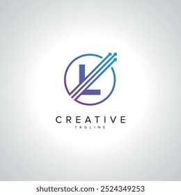 Abstract L Letter Tech Logo Design. Initial Technology Elements.