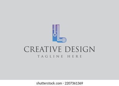 	
Abstract L tech circuit logo design