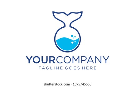 Abstract lab with whale logo design editable