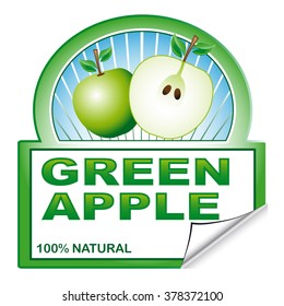 Abstract label of green apple for marketplace