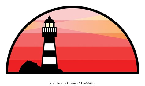 Abstract label with lighthouse, vector illustration