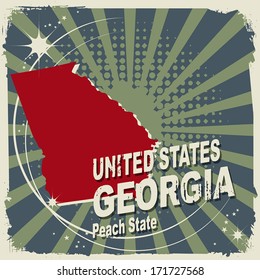 Abstract label with name and map of Georgia, vector illustration
