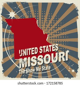Abstract label with name and map of Missouri, vector illustration