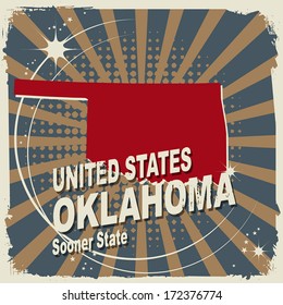 Abstract label with name and map of Oklahoma, vector illustration