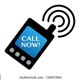 Abstract label with the phone and the words Call Now, vector illustration