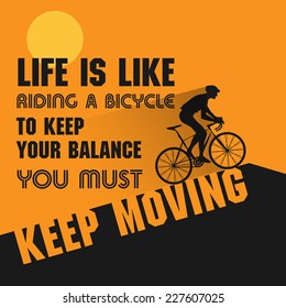 Abstract label or poster with bicycle, vector illustration