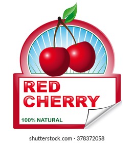 Abstract label of red cherry for marketplace