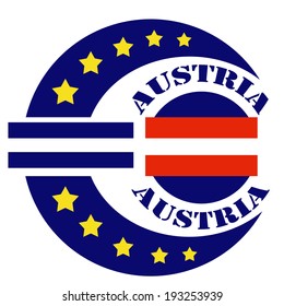 Abstract label with text Austria, flag and euro sign,vector illustration