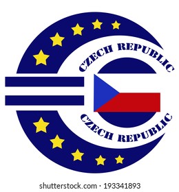 Abstract label with text Czech Republic, flag and euro sign,vector illustration