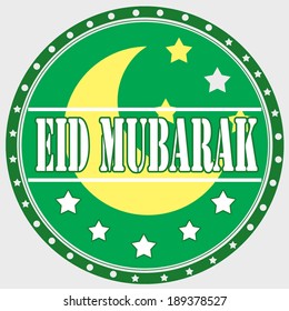 Abstract label with text Eid Mubarak,vector illustration