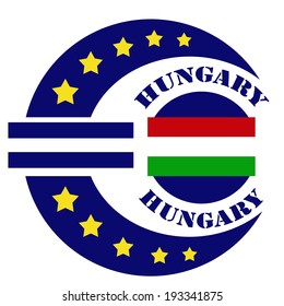 Abstract label with text Hungary, flag and euro sign,vector illustration