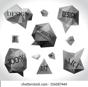 Abstract labels vector set, modern diamond style, design bubbles