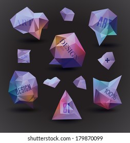 Abstract labels vector set, modern diamond style, design bubbles