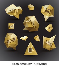 Abstract labels vector set, modern diamond style, design bubbles