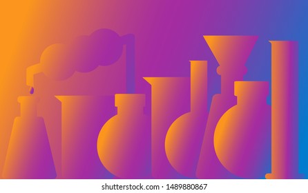 Abstract of laboratory glassware for testing background vector