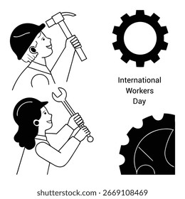 Vector del Día del Trabajo Abstractas | Ilustración de los trabajadores de diseño plano