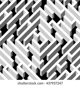 Abstract labyrinth. Geometrical seamless pattern. White geometrical background. Abstract pattern. Vector illustration