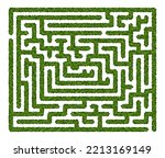 Abstract labyrinth of green hedge on white background. Maze garden. Vector illustration. Education logic game for kids. Brain trainer. Find the way and right solution for exit.