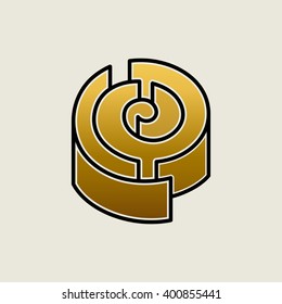 Abstract labyrinth logo. Maze symbol. Vector illustration.