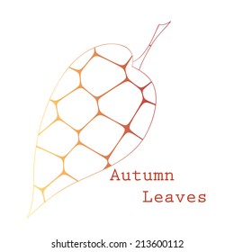 Abstract lace autumn leaf in yellow and brown colors isolated on white background. Minimalistic elegant leaf. Vector illustration EPS10.
