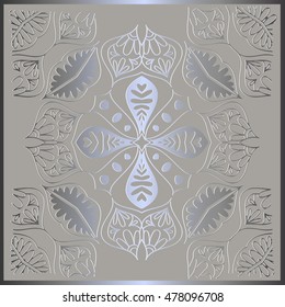Abstract lace background, square geometric mandala pattern with ornate frame, tribal ethnic ornament.
