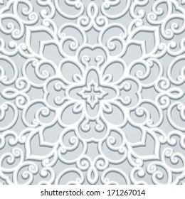 Abstract lace background, vector grey ornament, seamless pattern