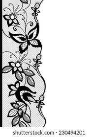 Abstract lace with elements of butterflies and flowers. Template frame design for card