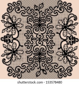 Abstract lace with elements flowers. Template frame design for card. Lace Doily. Can be used for packaging, invitations, and template.