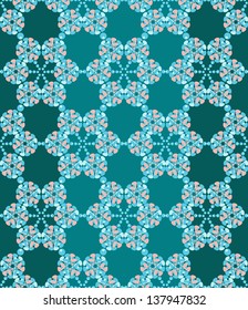 Abstract lace floral seamless pattern on blue  background