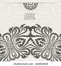 Abstract lace pattern background with place for text. Ornate element for design. Ornamental pattern for wedding invitations. Greeting cards. Vector illustration.