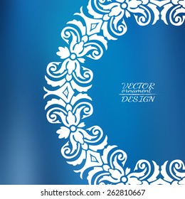 Abstract lace pattern background with place for text. Ornate element for design. Ornamental pattern for wedding invitations. Greeting cards. Vector illustration.