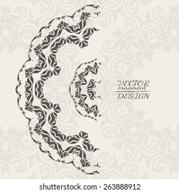 Abstract lace pattern background with place for text. Ornate element for design. Ornamental pattern for wedding invitations. Greeting cards. Vector illustration.
