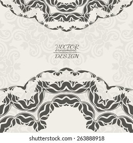 Abstract lace pattern background with place for text. Ornate element for design. Ornamental pattern for wedding invitations. Greeting cards. Vector illustration.