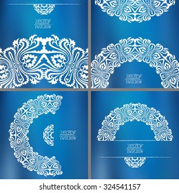 Abstract lace pattern background with place for text. Ornate element for design. Ornamental pattern for wedding invitations. Greeting cards. Vector illustration.