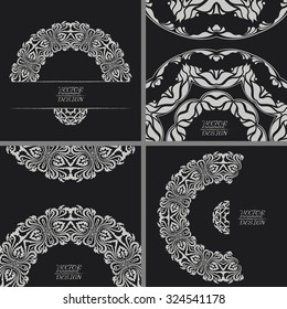 Abstract lace pattern background with place for text. Ornate element for design. Ornamental pattern for wedding invitations. Greeting cards. Vector illustration.