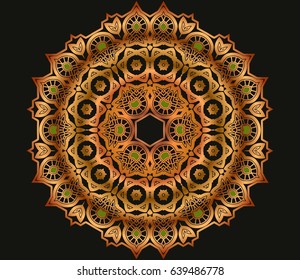 Abstract lace pattern design. Round pattern Mandala, decor element, vector illustration.