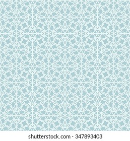 Abstract lace pattern. Vector seamless light blue geometric background.
