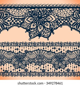 Abstract Lace Ribbon banners, Arabic stripes pattern.Template frame design for card.Lace Doily.Can be used for packaging, invitations, and template.