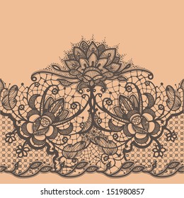 Abstract Lace Ribbon Seamless Pattern. Template frame design for card. Lace Doily. Can be used for packaging, invitations, and template. 