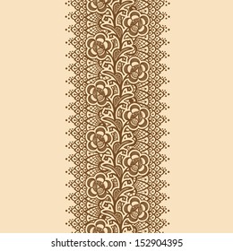 Abstract Lace Ribbon Seamless Pattern. Template frame design for card. Lace Doily. Can be used for packaging, invitations, and template.
