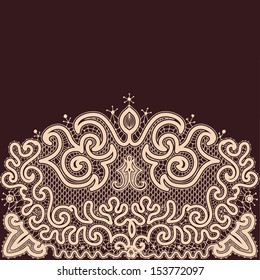 Abstract Lace Ribbon Seamless Pattern. Template frame design for card. Lace Doily. Can be used for packaging, invitations, and template. 