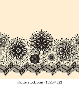 Abstract Lace Ribbon Seamless Pattern snowflake. Template frame design for card. Lace Doily. Can be used for packaging, invitations, and template.