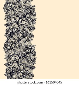 Abstract lace ribbon seamless pattern with elements flowers. Template frame design for card. Lace Doily. Can be used for packaging, invitations, and template.